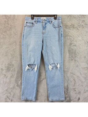 Abercrombie & Fitch 90s Straight Jeans Womens 30 Light Wash Curve Love Ripped